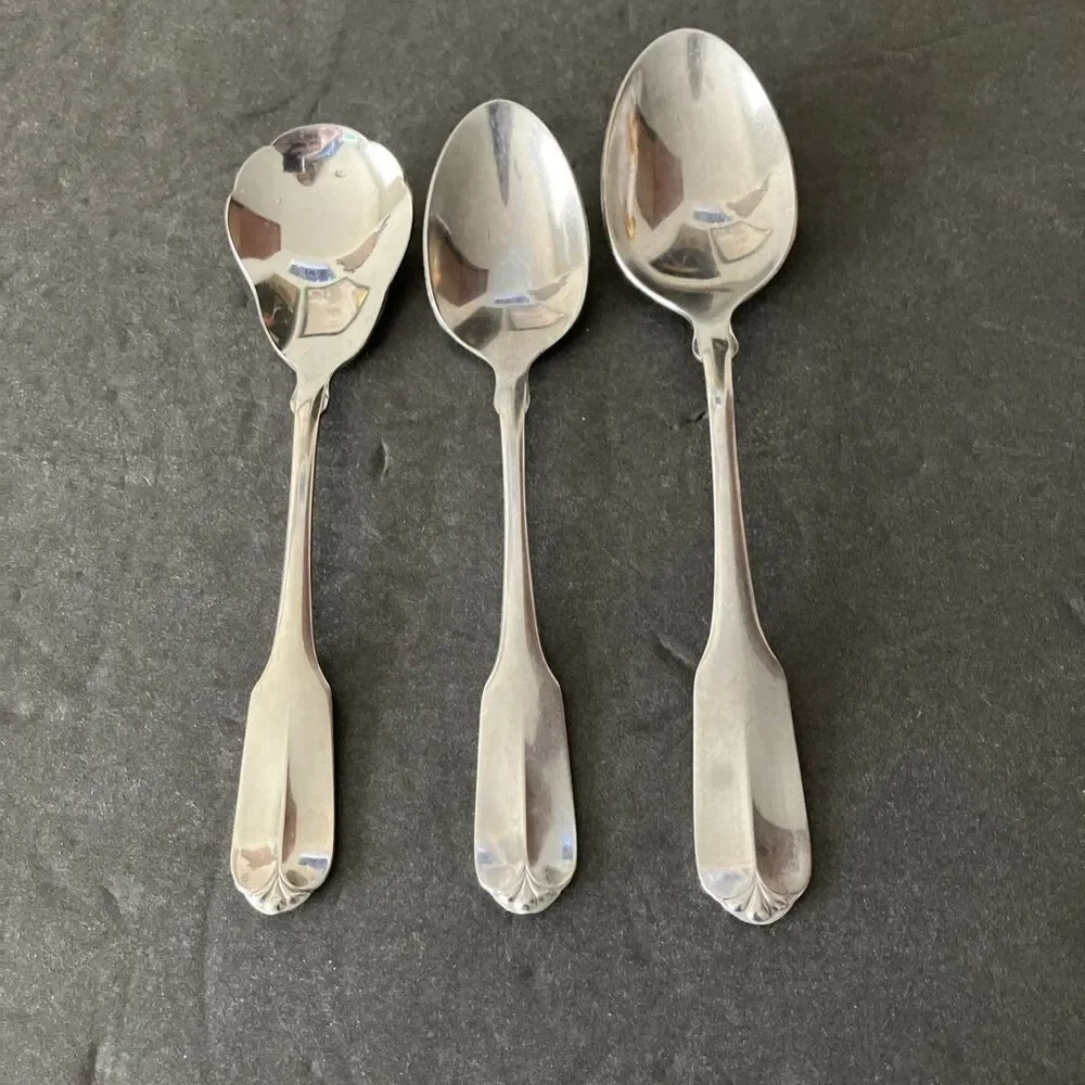 3 Oneida Wm A Rogers Gloria Montclair Stainless Spoons Sugar, Place & Teaspoon